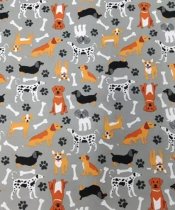 Loneta estampada perritos gris